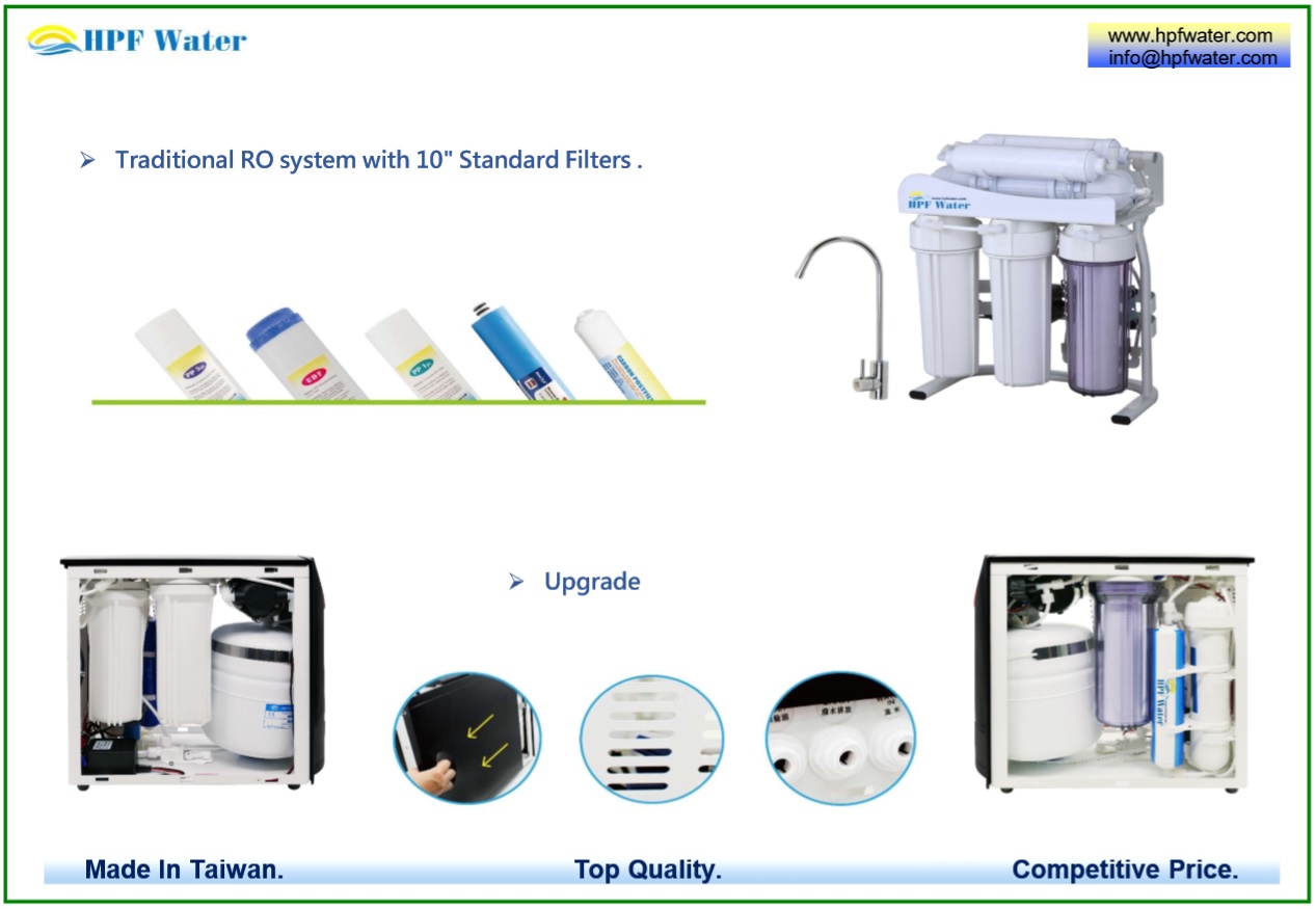 Traditional RO appliance with Standard Filter meets NSF requirements and  laser customized logo made in Taiwan